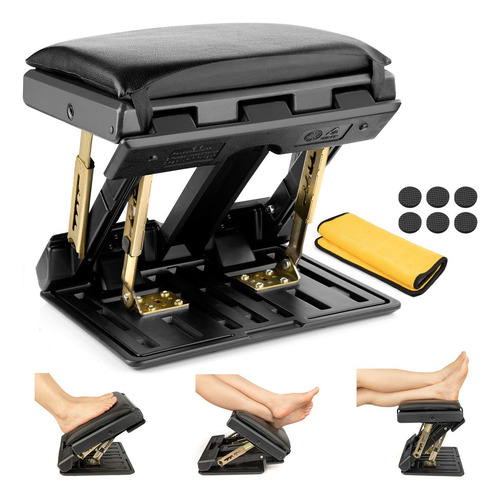 Homesprit Reposapiés Ajustable Con Almohadilla Extraíble Suave Para Reposapiés De Carga Máxima De 150 Libras Con Ajuste De Altura Y Ángulo De 4 Niveles, Reposapiés De Masaje Debajo Del Escritorio Para