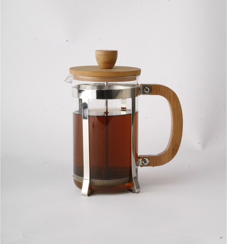 Imagen 7 de 10 de Cafetera Embolo Metal Bambu Cuchara 600ml Pettish Online