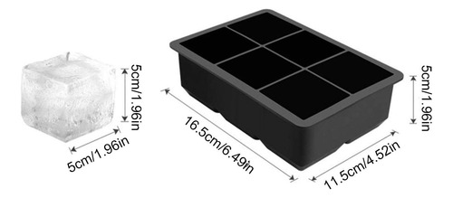 Cubetera Hielo Silicona Hielera Tragos Bebidas 6 Cubos Negro Negro