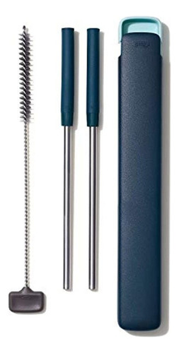 Oxo Good Grips Juego De Popotes Reutilizables De Acero Inoxi Blue/green