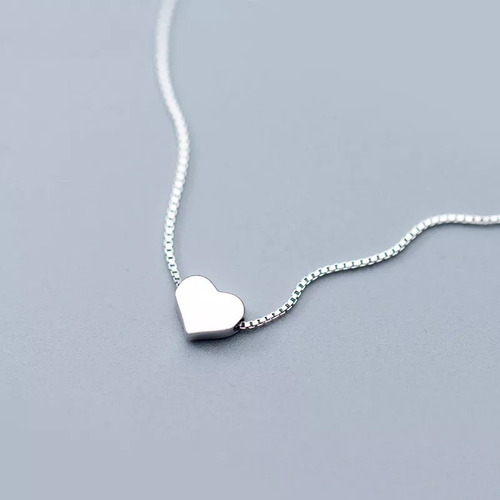 Imagen 2 de 5 de Collar Colgante Corazón Enchapado Plata 925