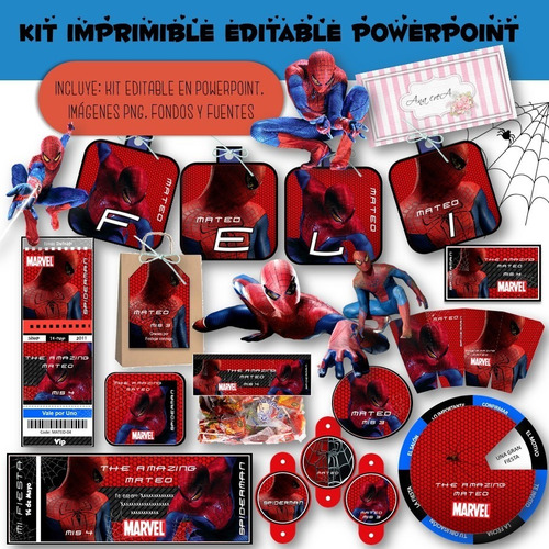 Kit Imprimible Spiderman Mod.4 100% Editable Deco Cumple