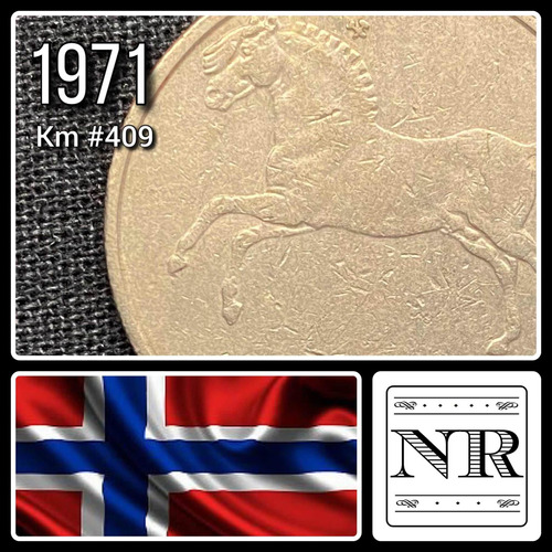 Noruega - 1 Krone - Año 1971 - Km #409 - Caballo