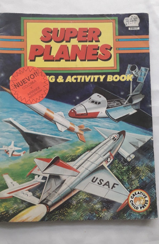 Libro Pintar En Ingles * Super Planes * Antiguo Aeronautica