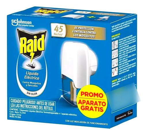 Raid Liquido Eléctrico Contra Mosquitos 45 Noches Aparato