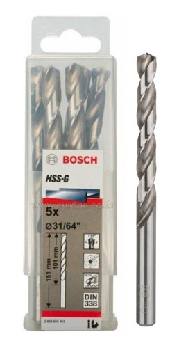Broca Bosch Metal Hss-g Ø31/64 X 151mm 5 Unid 2 608 585 463