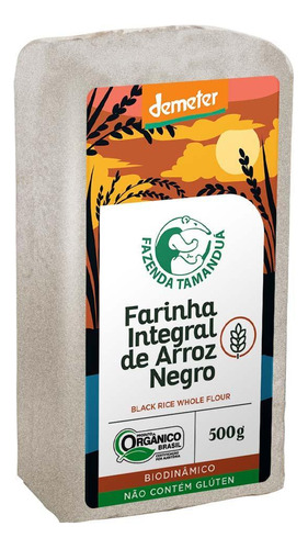 Kit 6x: Farinha Arroz Negro Orgânico Fazenda Tamanduá 500g
