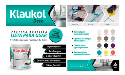 Imagen 3 de 4 de Pastina Acrílica Impermeable Antihongos Deco (1,5kg) Klaukol