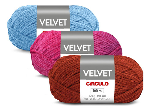 Fio Lã Velvet 100g 165m 100% Poliéster Efeito Aveludado Cor 3835-delírio