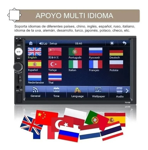 Imagen 8 de 10 de Pantalla Táctil Estéreo Bluetooth De 7 Pulgadas Mirror Link