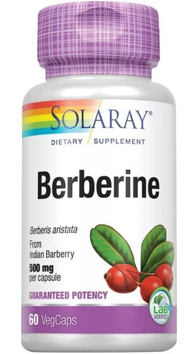 Berberina 500 Mg Solaray 60 Capsulas Vegetales