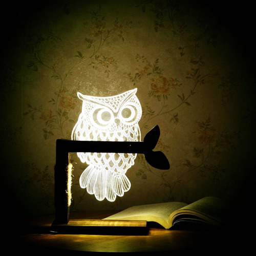 Superniudb Romantic Home 3d Owl Shape Led Mesa De Escritorio