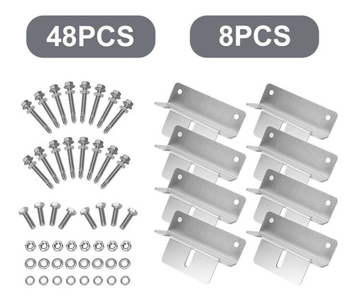 Pack 8 Conector Montaje Panel Solar Soporte + Acc / Tcamp