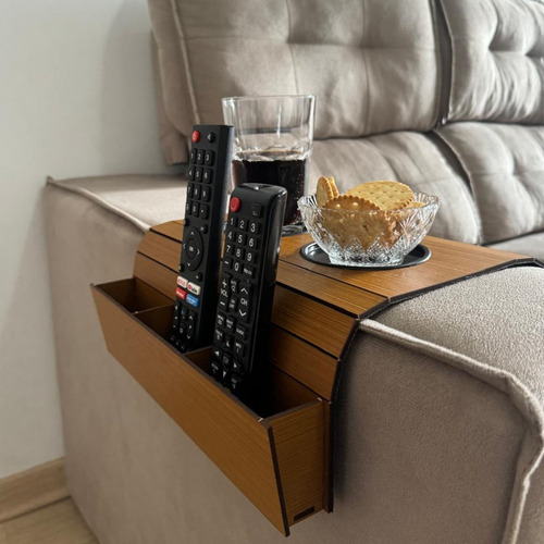 Porta Copos E Controles Remotos Combo Mdf Caramelo Esteiras Lisa