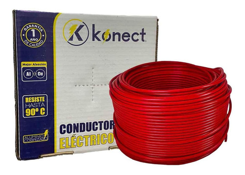 Imagen 1 de 8 de Cable Electrico Cca Calibre 8 Rojo Rollo 100m Konect