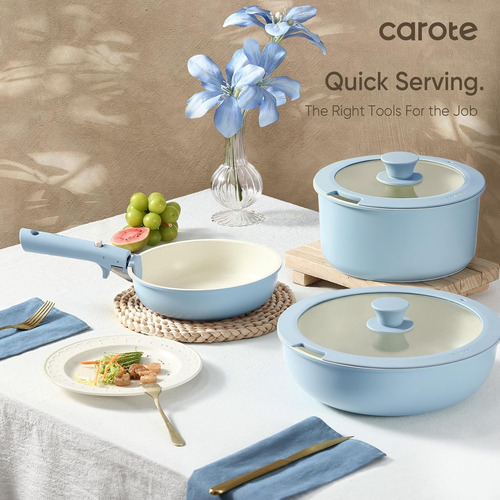 Set De Cacerolas Y Sartén Carote, Mango Desmontable,15 Pcs