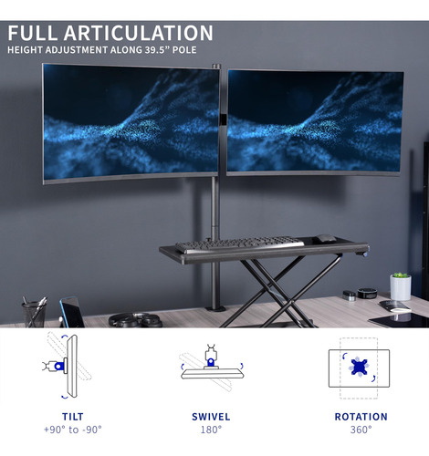 Suporte De Mesa Para Monitor Vivo Premium Dual Ultra Wide 27
