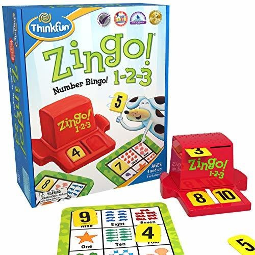 Thinkfun Zingo 1-2-3 Number Bingo Game Para Mayores De 4 Año