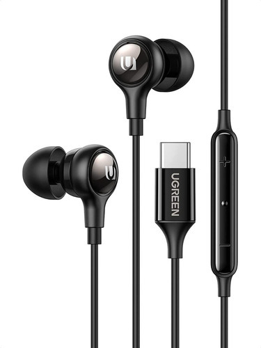 Auriculares Ugreen USB-C con cable Android con aislamiento de ruido, color negro