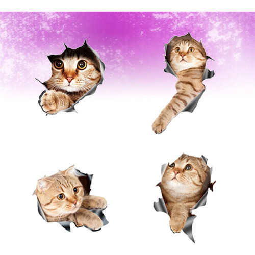 4pcs 3d Gato Coche Pegatinas De Dibujos Animados Ventana Peg