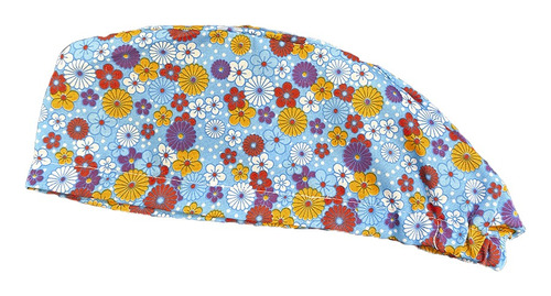 Gorro Médico Quirúrgico Gina Ajustable Azul Flores