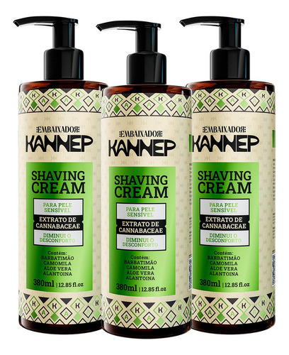Kit 03 Shaving Cream Peles Sensíveis Kannep Embaixador 380ml