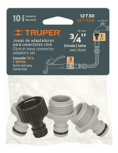 Truper Set-4ad, Set De 4 Adaptadores Para Conectores Click
