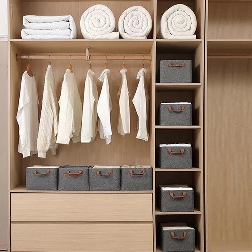 Cesta Organizadora Plegable De Tela De Lino De 47 X 28 X 20