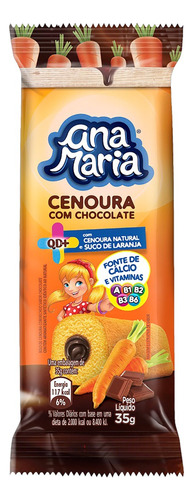 Bolo Ana Maria QD+ de cenoura e chocolate em pacote 35 g