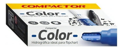 Caneta Pincel Marcador Hidrográfica Compactor Color C/ 12 Cor Azul