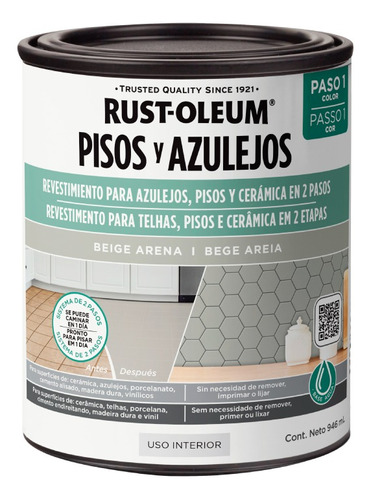 Pintura Pisos Y Azulejos Rust Oleum | Paso 1 Color | 946ml