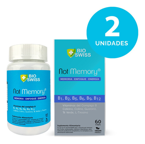 Imagen 1 de 1 de Not Memory Complejo B + Activadores Gaba + L-tirosina