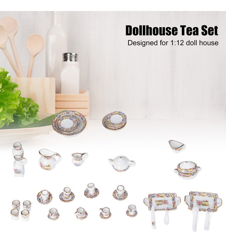 Juego De Tazas De Té En Miniatura 1:12 Con Decoración De Sim