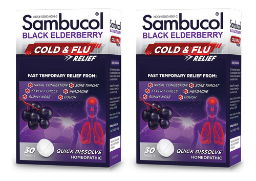 Tabletas Para Aliviar El Resfriado Y La Gripe Sambucol Black