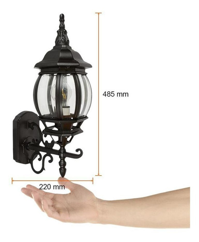 Lampara De Exterior Sobreponer Muro Decorativa 26 W Color Negro