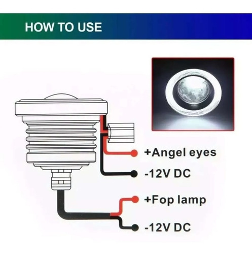 Imagen 9 de 9 de X2 Foco Neblinero Led Ojos De Ángel Blanco Y Aro Azul 89mm