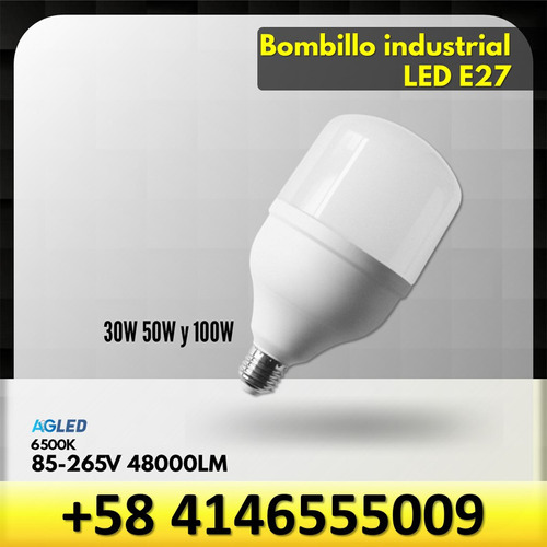 Bombillo Led 100w Industrial 6500k E40 85-265v 4800lm