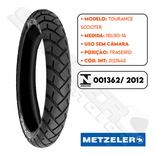 Pneu Traseiro Biz 100-110-125 110-80-14 (+ Largo) Metzeler