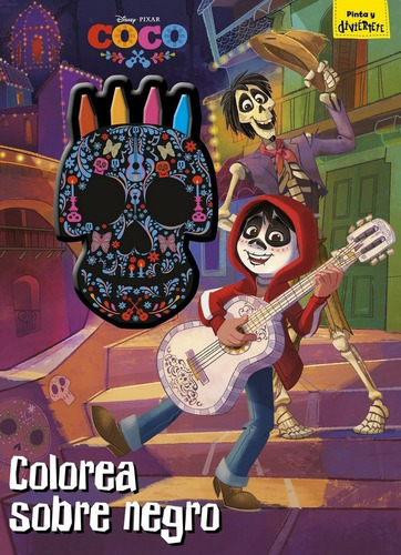 Coco. Colorea Sobre Negro, De Disney. Editorial Libros Disney, Tapa Blanda En Español