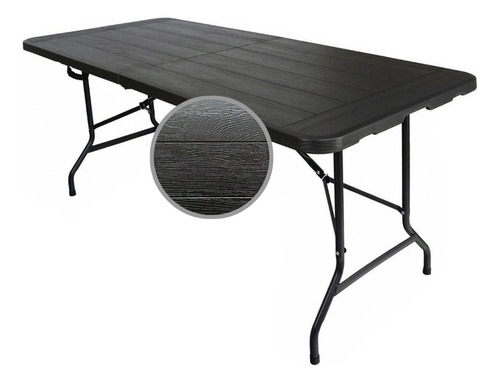 Mesa Plegable Plástico Tipo Portafolio 180cm Portátil Negra Color Negro