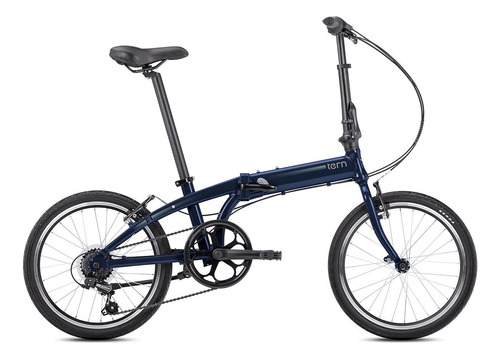 Bicicleta urbana plegable Tern Link A7 R20 Único frenos v-brakes cambio Shimano Tourney color midnight grey con pie de apoyo  