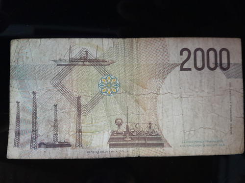 Billete De 2000liras De Italia (Usado)