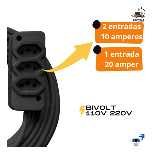 Extensão 5 Metros Grossa Cabo Pp Fio 2x2,5mm Tomada Tripla