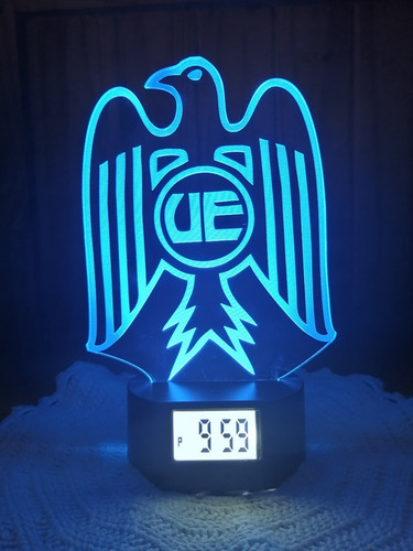 Unión Española Lámpara Led 3d Reloj Alarma 7 Colores En Uno