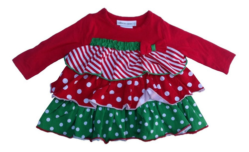 Vestido Multicolor Para Niña Bebé Navideño / Patrio 3-6 Mese
