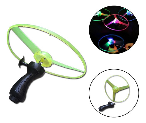 Lança Disco Voador Brinquedo Led Colorido Helicóptero Hélice