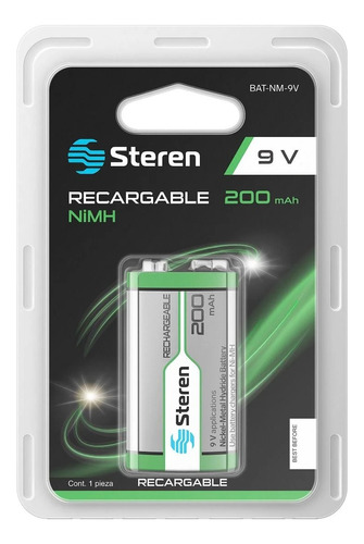 Pila Recargable Nimh 9v (cuadrada) 200 Mah Steren