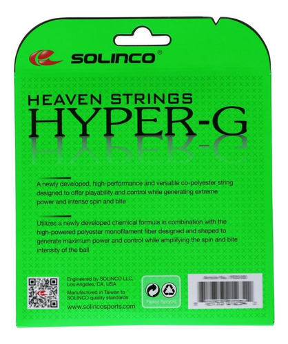 Juego De Cordajes De Tenis Solinco Heaven Strings Hyper-g, L