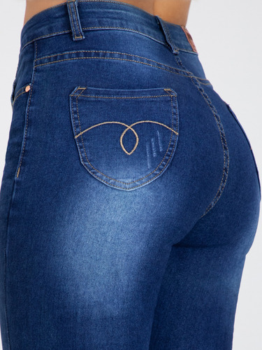 Jeans Azul Roto Push Up Tiro Alto Diseño En Bolsas 2309-2