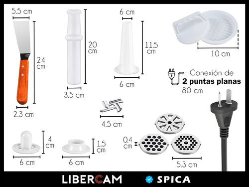 Imagen 7 de 10 de Picadora De Carne Eléctrica Moledora Spica S-20 Embutidora